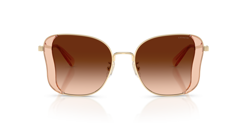 Coach Sun HC7188 900574 Champagne Gold Brown Gradient Coach HC7188 900574 แว่นกันแดดทรงผีเสื้อกรอบโลหะสีแชมเปญทอง สำหรับสุภาพสตรี