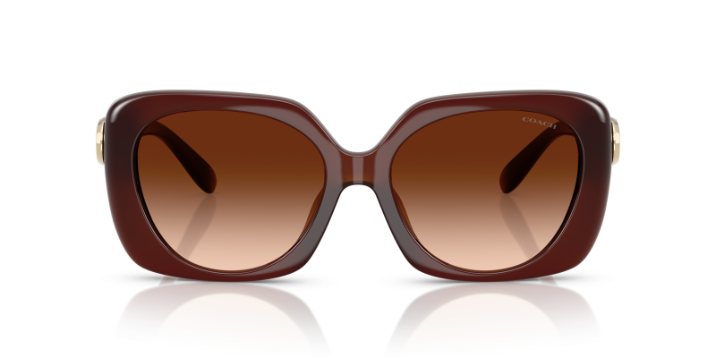Coach Sun HC8422U 584174 Milky Hazelnut Brown Gradient Coach HC8422U 584174 แว่นกันแดดสีฮาเซลนัทมิลกี้ เลนส์ไล่ระดับน้ำตาล สำหรับผู้หญิง