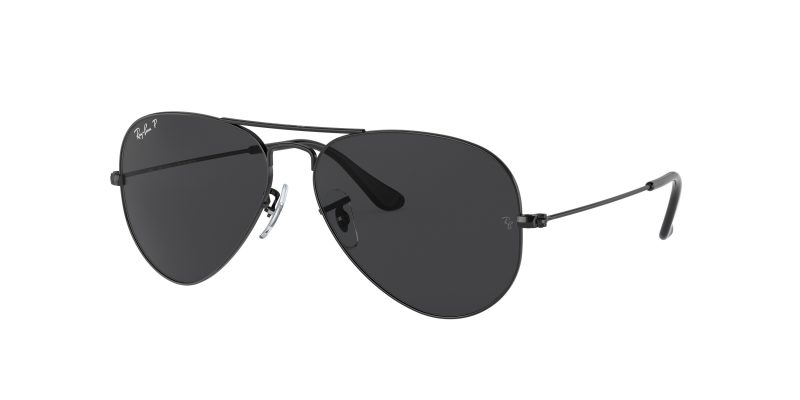 แว่นกันแดด Rayban Aviator RB3025-002/48 Black Black Polarized