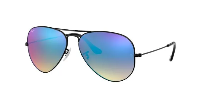 แว่นกันแดด Rayban RB3025-002/4O มุมข้าง เลนส์ปรอทน้ำเงินแฟลช