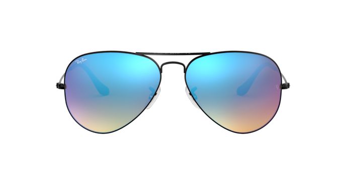 Rayban Aviator RB3025-002/4O Black Blue Flash Rayban Aviator RB3025-002/4O แว่นกันแดดกรอบดำ เลนส์น้ำเงินแฟลชไล่ระดับ ทั้งสองเพศ