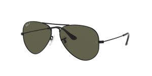 แว่นกันแดด Rayban Aviator RB3025-002/58 Black G-15 Polarized Green