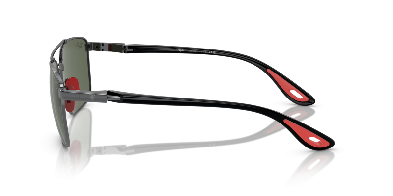 แว่นกันแดด Rayban RB3715M F00171 มุมข้าง กรอบโลหะยืดหยุ่น Scuderia Ferrari ขาดำ