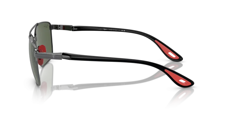 แว่นกันแดด Rayban RB3715M F00171 มุมข้าง กรอบโลหะยืดหยุ่น Scuderia Ferrari ขาดำ