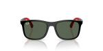 Rayban Sun RJ9084SF 713171 Black Red Dark Green Rayban RJ9084SF 713171 แว่นกันแดดเด็กทรงสี่เหลี่ยมสีดำพื้นแดง เลนส์เขียวเข้ม
