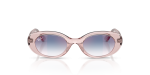Rayban Sun RJ9141SF 7218U0 Transparent Pink Blue Mirror Rayban RJ9141SF 7218U0 แว่นกันแดดเด็กทรงวงรีสีชมพูโปร่งใส เลนส์ปรอทไล่ระดับ