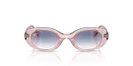 Rayban RJ9141SF 7218U0 แว่นกันแดดเด็กทรงวงรีสีชมพูโปร่งใส เลนส์ปรอทไล่ระดับ