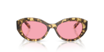 Vogue Sun VO5659SU 324184 Beige Tortoise Pink Vogue VO5659SU 324184 แว่นกันแดดทรงเรขาคณิตอะซิเตทลายกระเบจ เลนส์ชมพู สำหรับผู้หญิง
