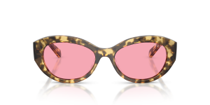 Vogue VO5659SU 324184 แว่นกันแดดทรงเรขาคณิตอะซิเตทลายกระเบจ เลนส์ชมพู สำหรับผู้หญิง