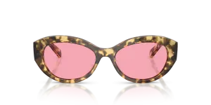 Vogue VO5659SU 324184 แว่นกันแดดทรงเรขาคณิตอะซิเตทลายกระเบจ เลนส์ชมพู สำหรับผู้หญิง