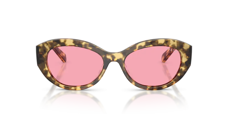 Vogue VO5659SU 324184 แว่นกันแดดทรงเรขาคณิตอะซิเตทลายกระเบจ เลนส์ชมพู สำหรับผู้หญิง