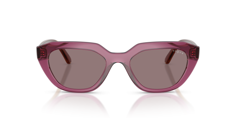 Vogue Sun VO5711S 32277N Transparent Purple Dark Violet Vogue VO5711S 32277N แว่นกันแดดทรงเรขาคณิตไนลอนม่วงใส เลนส์ม่วงเข้ม สำหรับผู้หญิง