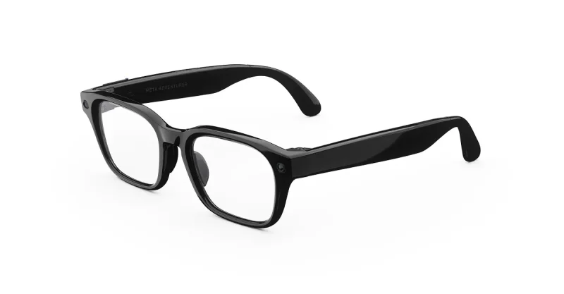 แว่น Meta Adventurer สีดำ เลนส์ใส มุมเฉียง