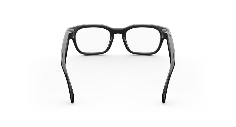 แว่น Meta Adventurer กรอบดำ เลนส์ใส มุมมองด้านหลังเห็นขาแว่น