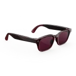 แว่น Meta Adventurer สีเมอร์โล มุมเฉียงสามส่วนสี่ เห็นขาแว่นสีแดงไวน์ใส