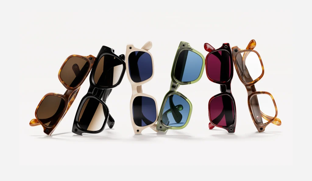 แว่น Meta หลากสีรุ่น Adventurer และ Fury วางเรียงกันโชว์สีกรอบและเลนส์