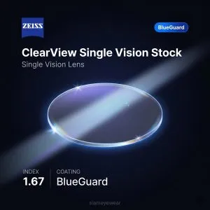 ZEISS ClearView Single Vision Stock 1.67 BlueGuard