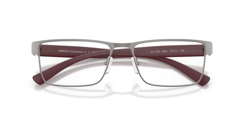 แว่นสายตา Armani Exchange AX1078-6003 สีกันเมทัลด้าน มุมโคลสอัพด้านหน้า
