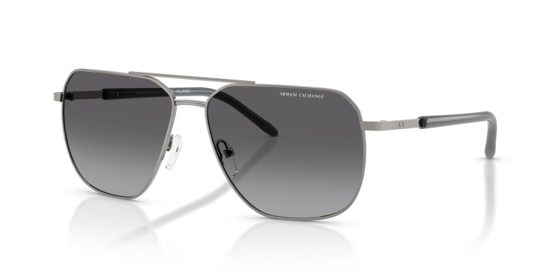 แว่นกันแดด Armani Exchange AX2057S-6003T3 Shiny Gunmetal Polarized Grey Gradient แว่นกันแดด Armani Exchange AX2057S-6003T3 เลนส์โพลาไรซ์ไล่ระดับสีเทา ฟิตกว้าง