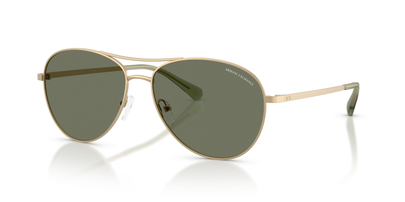 แว่นกันแดด Armani Exchange AX2061S-61219A Matte Pale Gold Dark Green Polarized แว่นกันแดด Armani Exchange AX2061S-61219A เลนส์โพลาไรซ์สีเขียวเข้ม กรอบทอง
