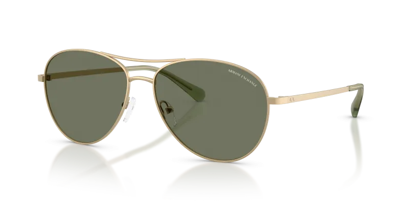 แว่นกันแดด Armani Exchange AX2061S-61219A Matte Pale Gold Dark Green Polarized แว่นกันแดด Armani Exchange AX2061S-61219A เลนส์โพลาไรซ์สีเขียวเข้ม กรอบทอง