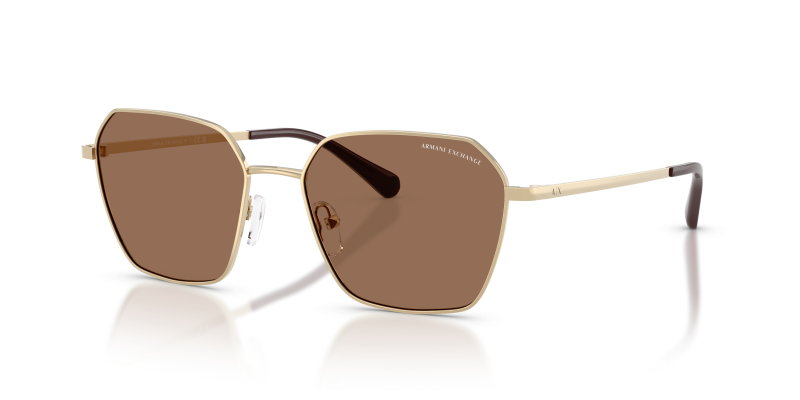 แว่นกันแดด Armani Exchange AX2062S-611013 Shiny Pale Gold Dark Brown แว่นกันแดด Armani Exchange AX2062S-611013 สีทองอ่อนมันเงา มุมเฉียงสามส่วนสี่