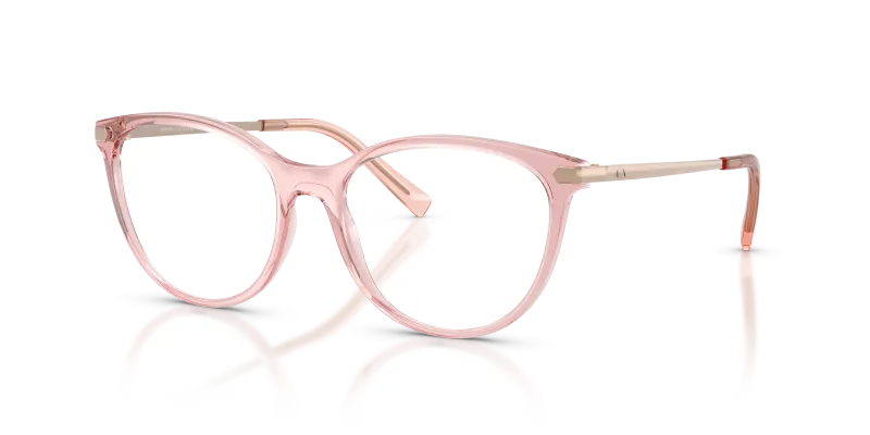 แว่นสายตา Armani Exchange AX3078-8339 สีชมพูโปร่งใสประกาย มุมเฉียงสามส่วนสี่