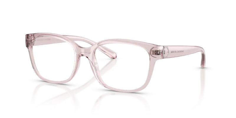 กรอบแว่นสายตา Armani Exchange AX3098-8424 Shiny Transparent Pink แว่นสายตา Armani Exchange AX3098-8424 มุมเฉียง สีชมพูโปร่งใสประกาย สำหรับผู้หญิง