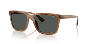 แว่นกันแดด Armani Exchange AX4112SU-835887 มุมเฉียง สีน้ำตาลโปร่งใสประกาย สำหรับผู้ชาย