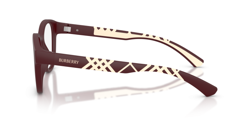 แว่นสายตา Burberry BE2465U-4262 มุมข้าง ขาแว่นบอร์โดเนื้อแมท/ยางสีเบจ