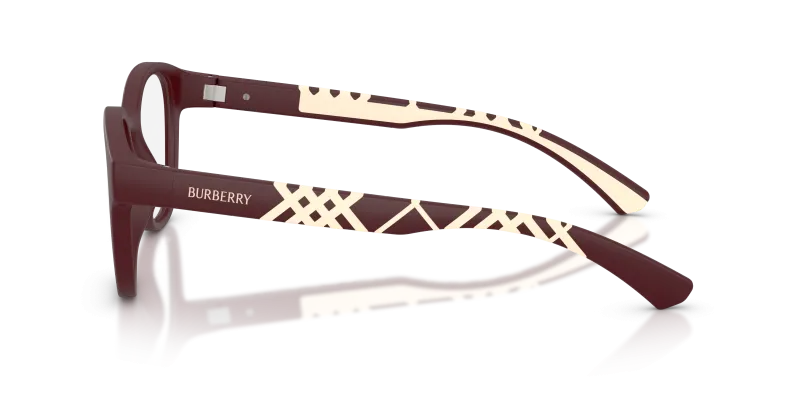 แว่นสายตา Burberry BE2465U-4262 มุมข้าง ขาแว่นบอร์โดเนื้อแมท/ยางสีเบจ