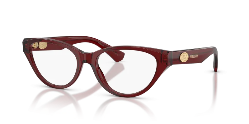 แว่นสายตา Burberry BE2467F-4192 มุมเฉียง สีบอร์โด สำหรับผู้หญิง