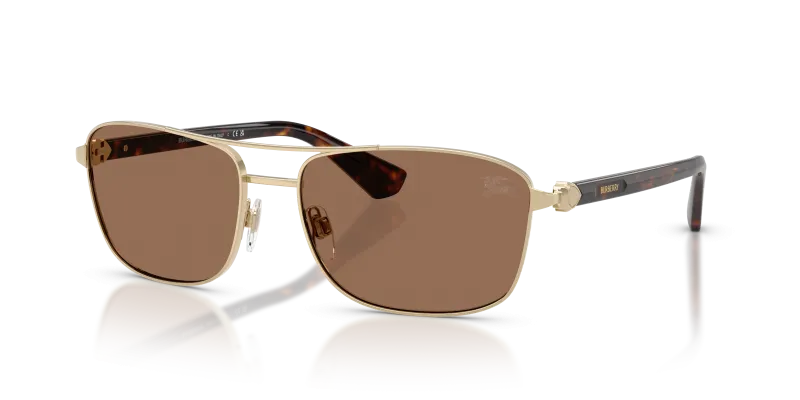 แว่นกันแดด Burberry BE3163-110973 Light Gold Dark Brown Burberry BE3163-110973 แว่นกันแดดทองอ่อน สำหรับผู้ชาย