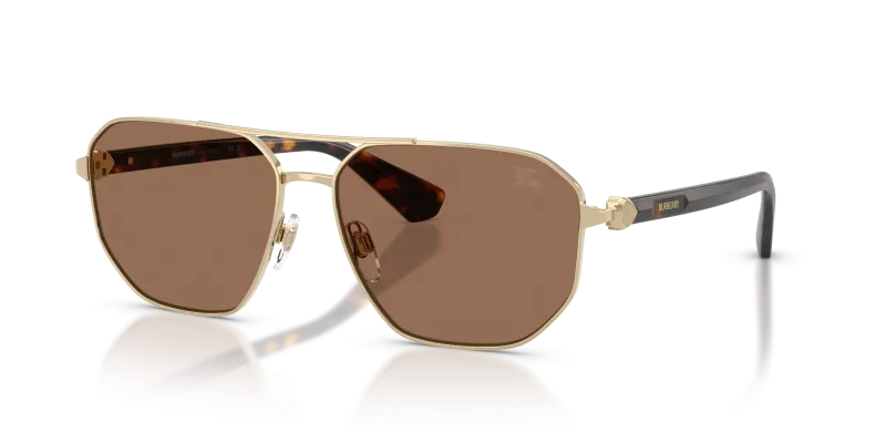 แว่นกันแดด Burberry BE3166-110973 Light Gold Dark Brown Burberry BE3166-110973 แว่นกันแดดทองอ่อน สำหรับผู้ชาย