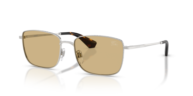 แว่นกันแดด Burberry BE3178-100585 มุมเฉียง สีเงิน สำหรับผู้ใช้ทุกเพศ