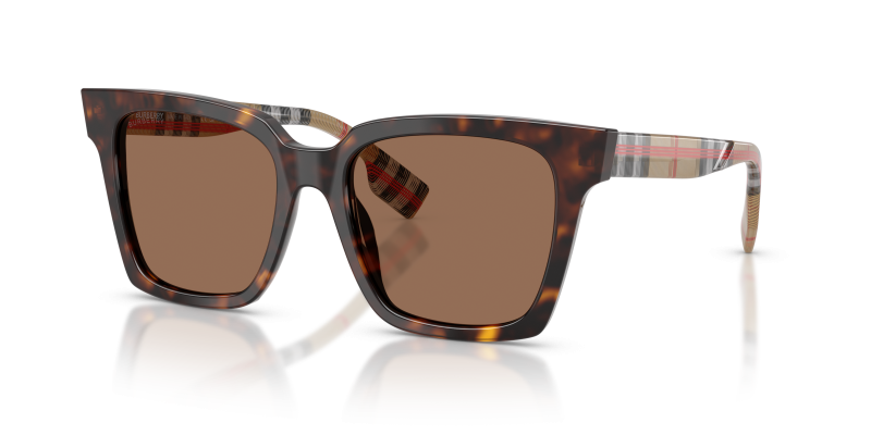 แว่นกันแดด Burberry BE4335-390373 Dark Havana Dark Brown แว่นกันแดด Burberry BE4335-390373 มุมเฉียง สีฮาวานาเข้ม สำหรับผู้หญิง