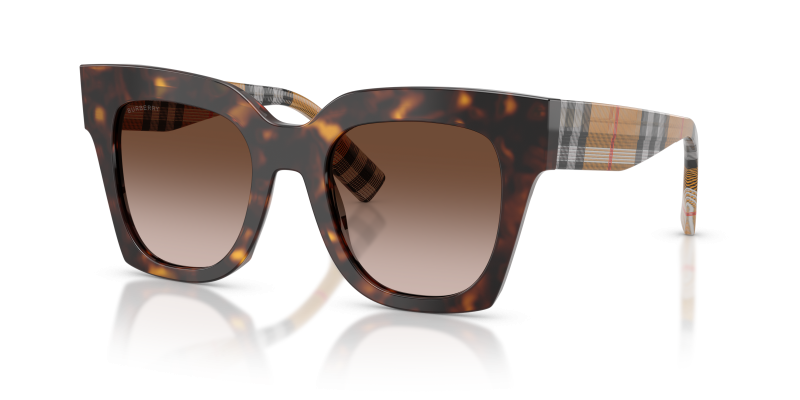 แว่นกันแดด Burberry BE4364-425113 มุมเฉียง สีฮาวานาเข้ม สำหรับผู้หญิง