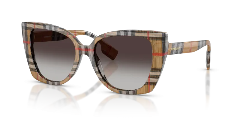 แว่นกันแดด Burberry BE4393-39448G มุมเฉียง สี Vintage Check สำหรับผู้หญิง