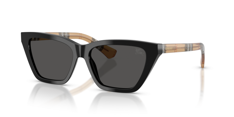 แว่นกันแดด Burberry BE4468F-416187 มุมเฉียง สีดำ สำหรับผู้หญิง
