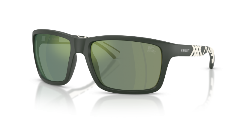 แว่นกันแดด Burberry BE4483-42326R Matte Green Dark Green Mirror Petrol แว่นกันแดด Burberry BE4483-42326R มุมเฉียง สีเขียวด้าน สำหรับผู้ชาย