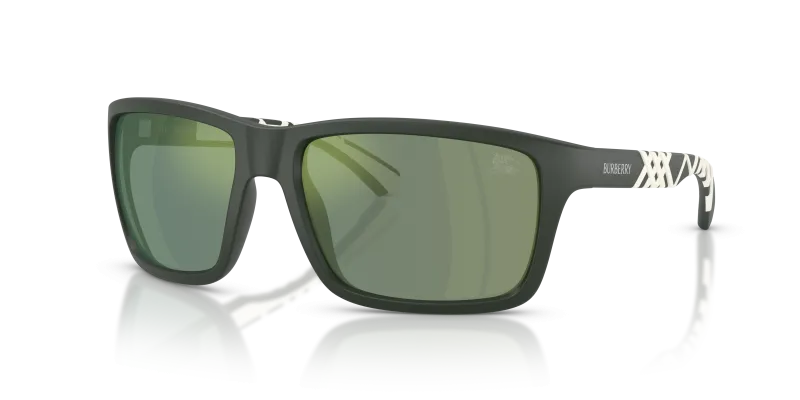 แว่นกันแดด Burberry BE4483-42326R Matte Green Dark Green Mirror Petrol แว่นกันแดด Burberry BE4483-42326R มุมเฉียง สีเขียวด้าน สำหรับผู้ชาย