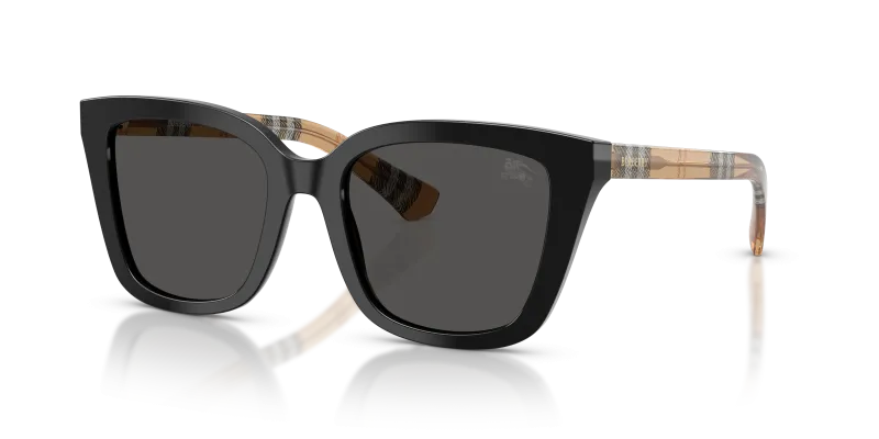 แว่นกันแดด Burberry BE4487F-416187 Black Dark Grey แว่นกันแดด Burberry BE4487F-416187 มุมเฉียง สีดำ สำหรับผู้หญิง