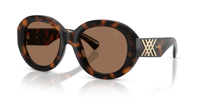 แว่นกันแดด Burberry BE4497U-300273 มุมเฉียง สีลายเต่าเข้ม สำหรับผู้หญิง