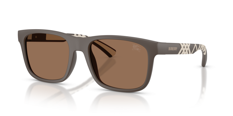 แว่นกันแดด Burberry BE4499U-423473 มุมเฉียง สีน้ำตาลด้าน สำหรับผู้ชาย