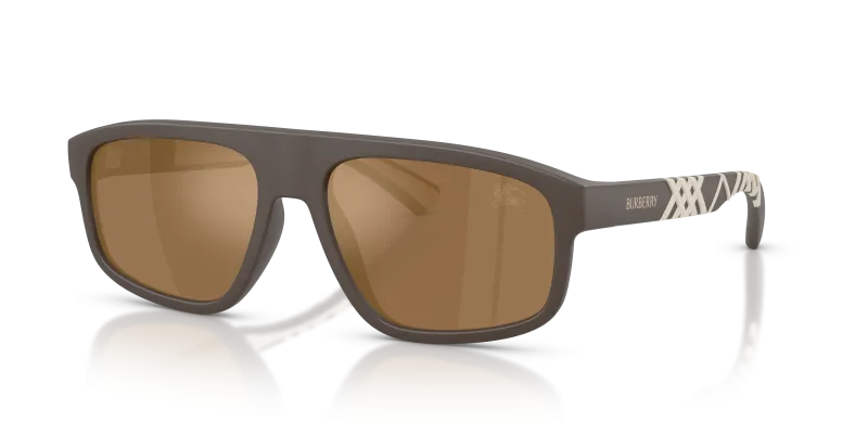 แว่นกันแดด Burberry BE4501U-4234F9 Matte Brown Brown Mirror แว่นกันแดด Burberry BE4501U-4234F9 มุมเฉียง สีน้ำตาลด้าน สำหรับผู้ชาย