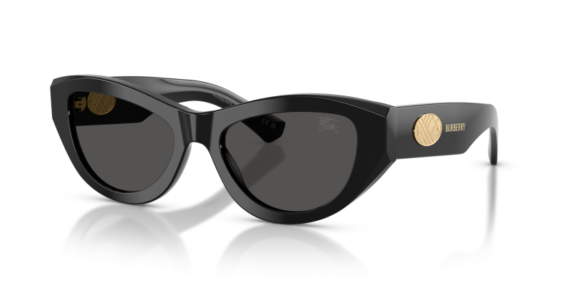 แว่นกันแดด Burberry BE4502F-300187 Black Dark Grey แว่นกันแดด Burberry BE4502F-300187 มุมเฉียง สีดำ สำหรับผู้หญิง