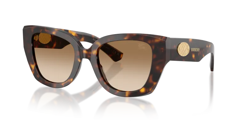 แว่นกันแดด Burberry BE4503F-300289 มุมเฉียง สีฮาวานาเข้ม สำหรับผู้หญิง