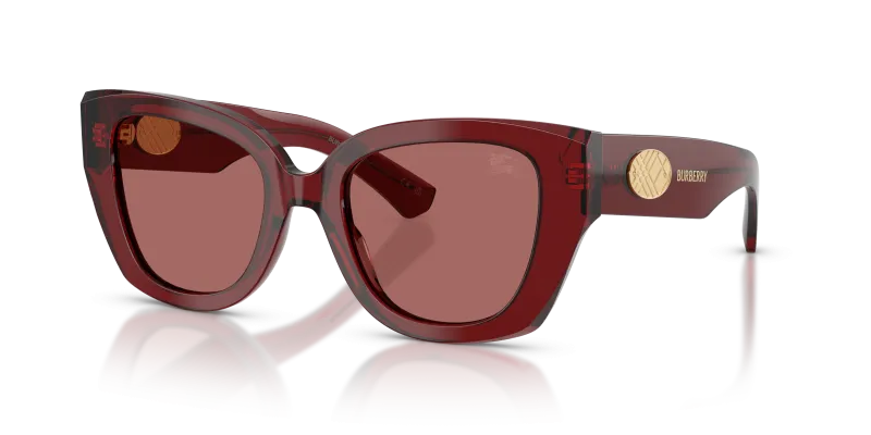 แว่นกันแดด Burberry BE4503F-419269 มุมเฉียง สีบอร์โด สำหรับผู้หญิง