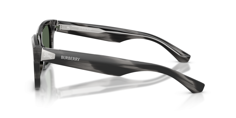 แว่นกันแดด Burberry BE4504F-425482 มุมข้าง ขาแว่นด้านบนสีเขียวลายทางบนสีคริสตัล