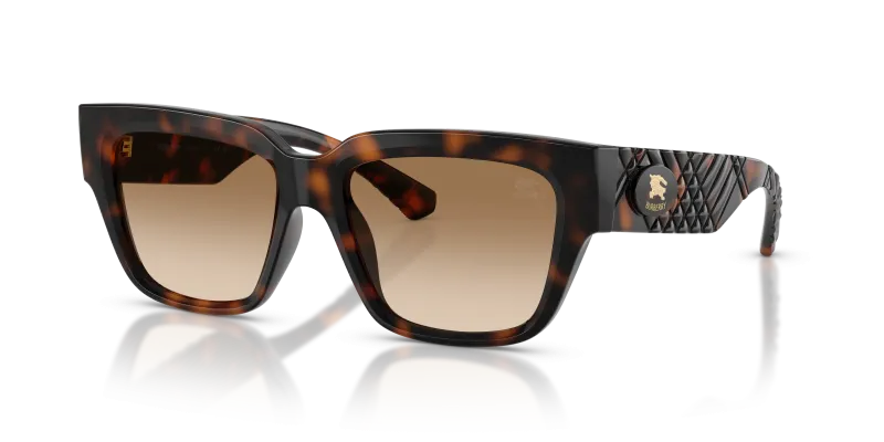 แว่นกันแดด Burberry BE4506U-300289 มุมเฉียง สีฮาวานาเข้ม สำหรับผู้หญิง